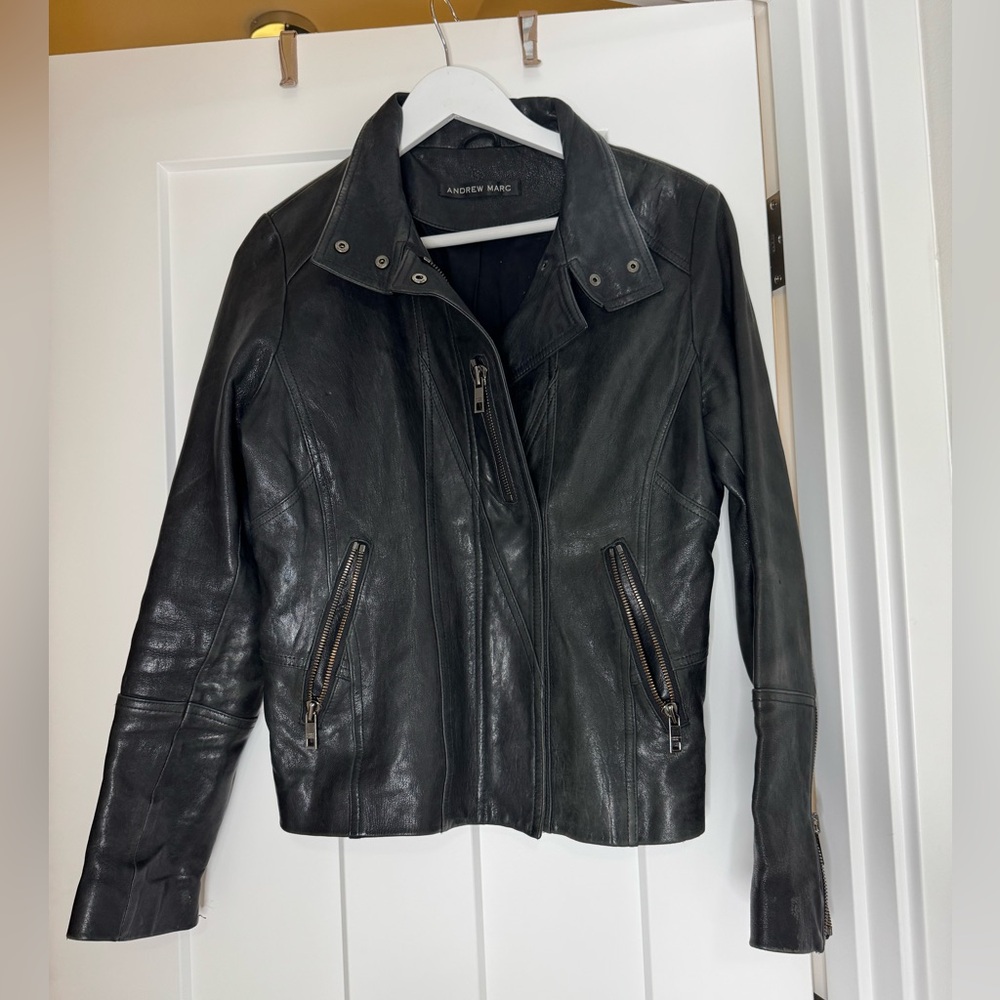 Andrew Marc leather biker jacket